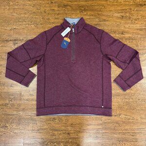 Tommy Bahama Sandbar Slab Red Grey 1/2 Zip Pullover Sweater Sweatshirt Men's Med